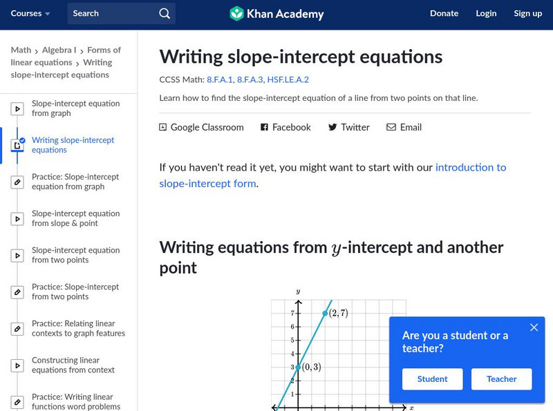 Khan Academy Writing Slope Intercept Equations Unit Plan For 9th Khan Academy Writing Slope Intercept Equations Unit Plan For 9th