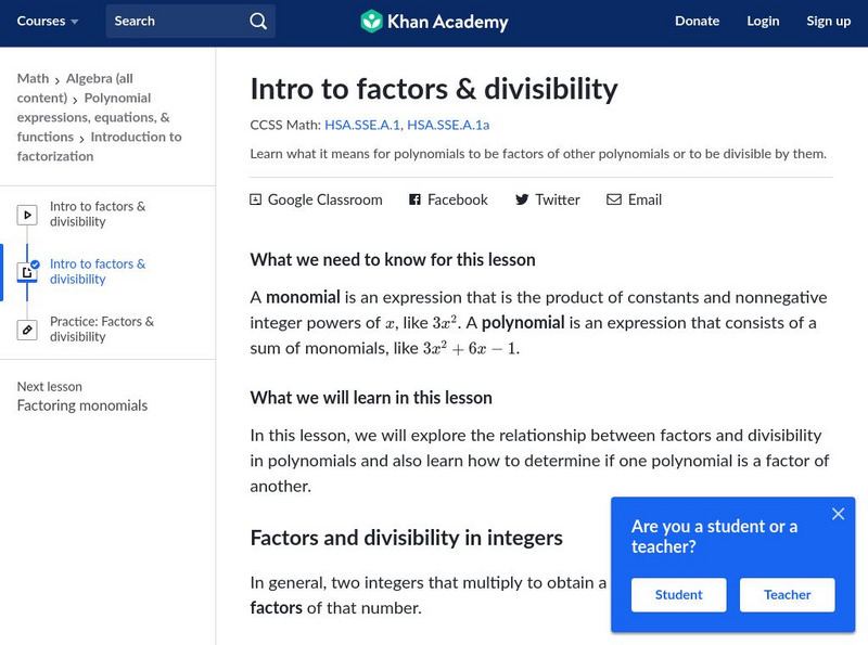 Khan Academy: Intro to Factors & Divisibility eBook Khan Academy: Intro to Factors & Divisibility eBook