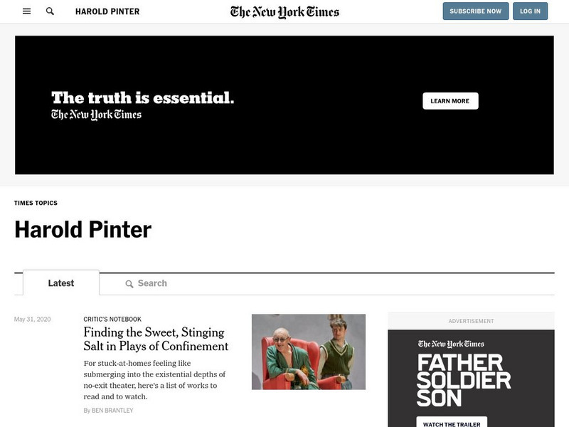 New York Times: Harold Pinter Article New York Times: Harold Pinter Article