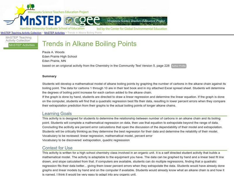 Serc: Trends in Alkane Boiling Points Lesson Plan Serc: Trends in Alkane Boiling Points Lesson Plan