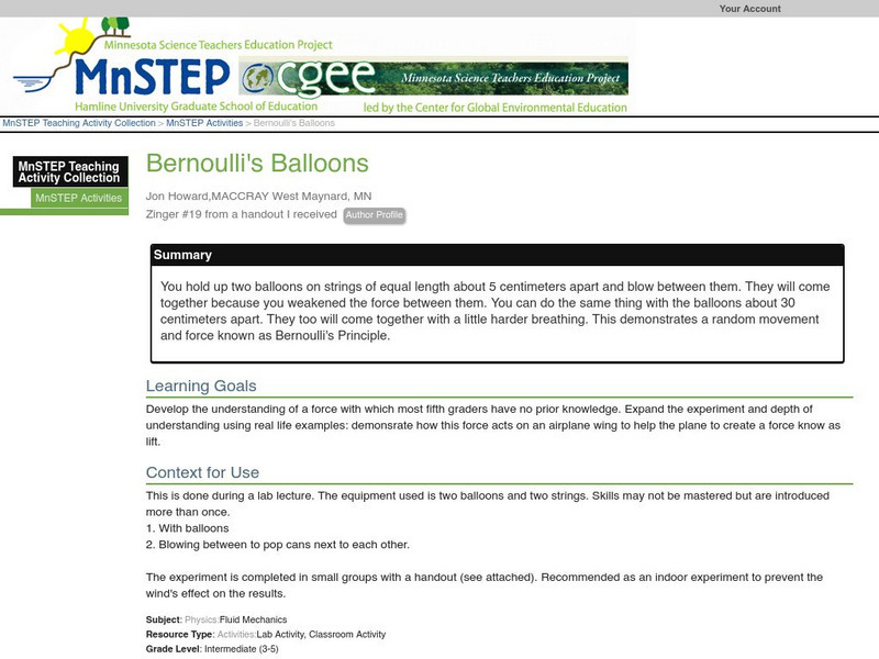Serc: Bernoulli's Balloons Lesson Plan Serc: Bernoulli's Balloons Lesson Plan