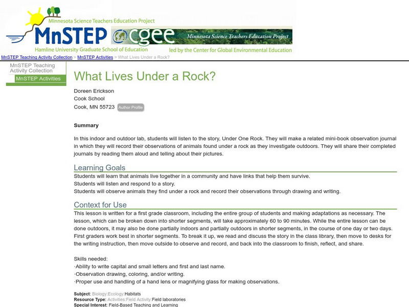 Serc: Mn Step: What Lives Under a Rock? Lesson Plan Serc: Mn Step: What Lives Under a Rock? Lesson Plan