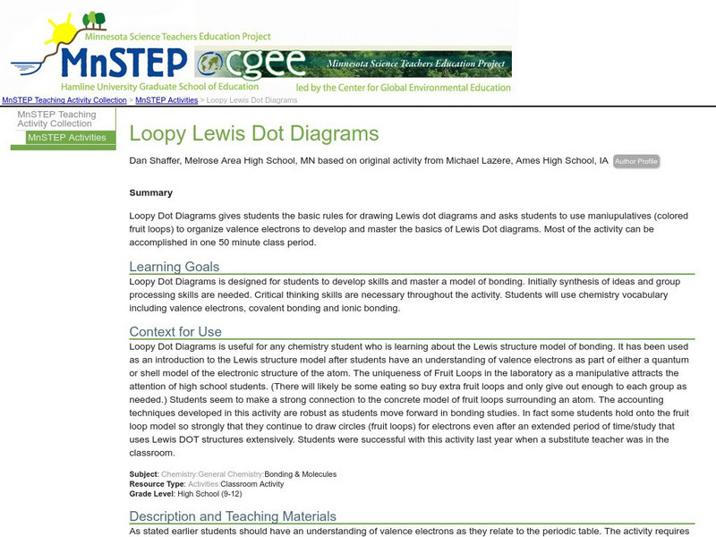 Serc: Loopy Lewis Dot Diagrams Lesson Plan Serc: Loopy Lewis Dot Diagrams Lesson Plan