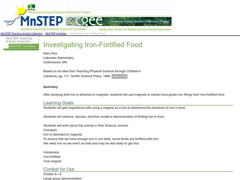 Serc: Investigating Iron Fortified Food Activity Serc: Investigating Iron Fortified Food Activity