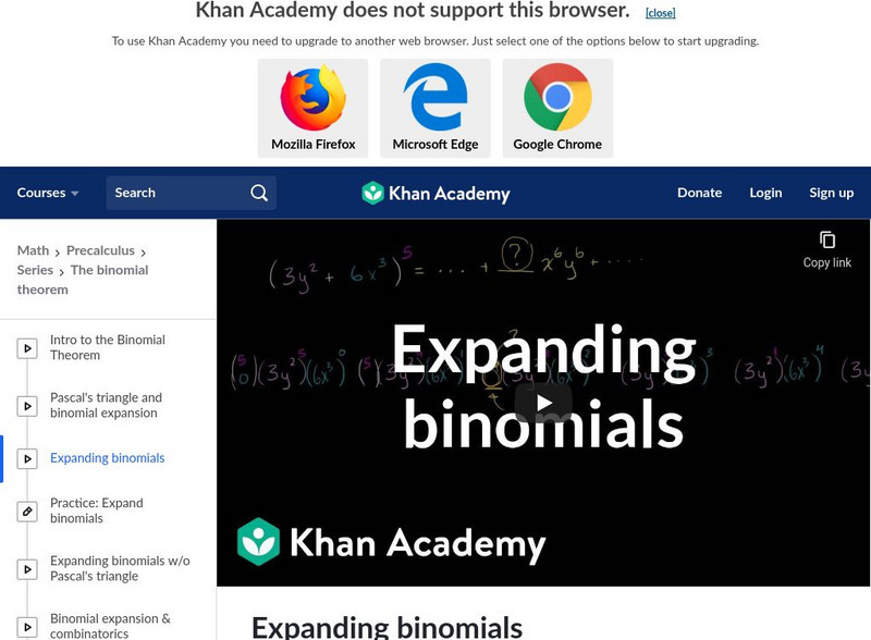 Khan Academy: Polynomials: Expanding Binomials Instructional Video Khan Academy: Polynomials: Expanding Binomials Instructional Video
