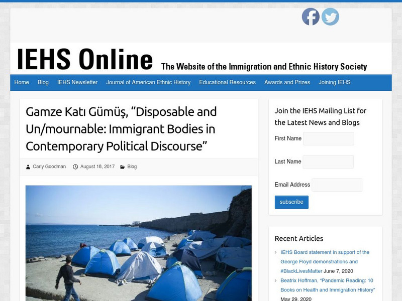Iehs: Gamze Kati Gumus, "Disposable: Immigrant Bodies in Contemporary Politics" Article Iehs: Gamze Kati Gumus, "Disposable: Immigrant Bodies in Contemporary Politics" Article