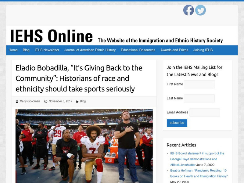 Iehs: Eladio Bobadilla, "It's Giving Back to the Community" Article Iehs: Eladio Bobadilla, "It's Giving Back to the Community" Article