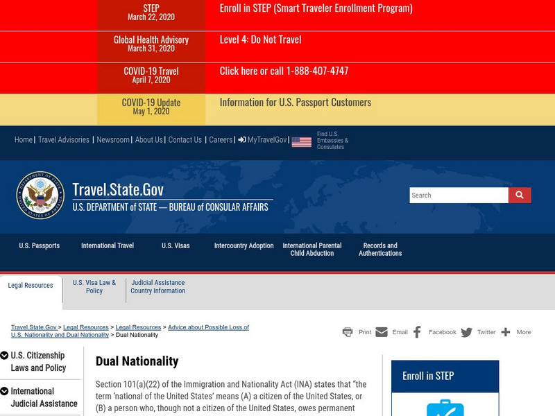 U.s. Department of State: Dual Nationality Handout