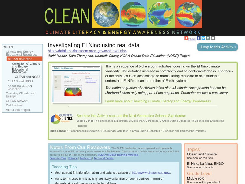 Clean: Investigating El Nino Using Real Data Unit Plan Clean: Investigating El Nino Using Real Data Unit Plan