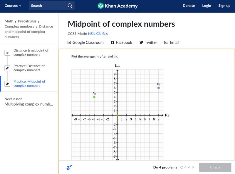 Khan Academy: Midpoint of Complex Numbers Unknown Type Khan Academy: Midpoint of Complex Numbers Unknown Type