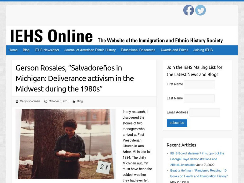 Iehs: Gerson Rosales, Salvadorenos in Michigan Article Iehs: Gerson Rosales, Salvadorenos in Michigan Article