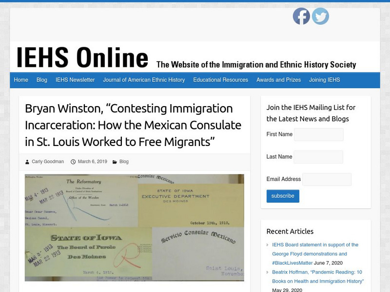 Iehs: Bryan Winston, Contesting Immigration Incarceration Article Iehs: Bryan Winston, Contesting Immigration Incarceration Article
