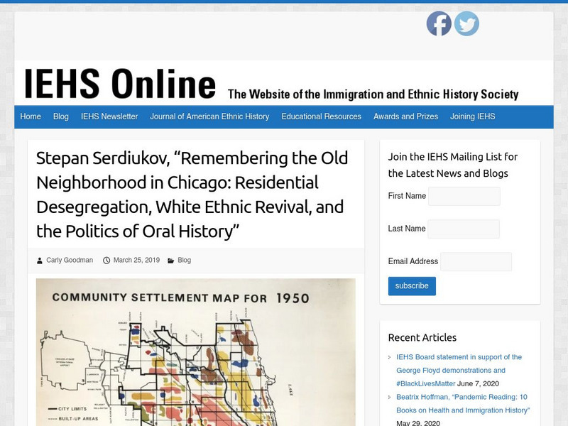 Iehs: Stepan Serdiukov, Remembering the Old Neighborhood in Chicago Article Iehs: Stepan Serdiukov, Remembering the Old Neighborhood in Chicago Article