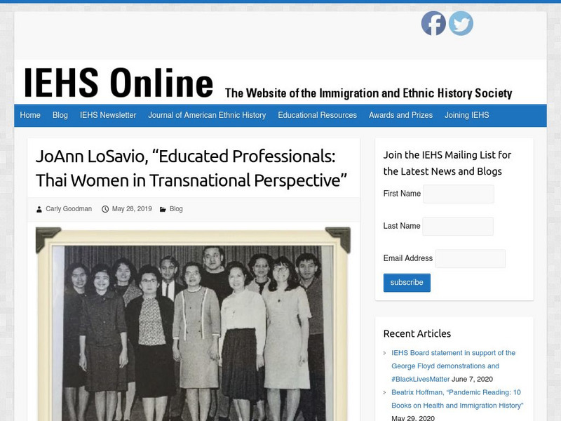 Iehs: Jo Ann Lo Savio, Educated Professionals: Thai Women in Transnational Perspec Article Iehs: Jo Ann Lo Savio, Educated Professionals: Thai Women in Transnational Perspec Article
