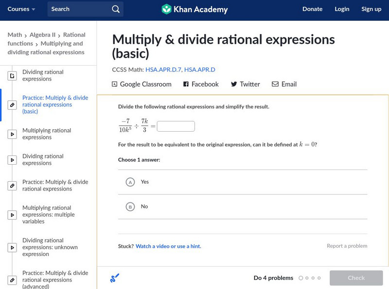 Khan Academy: Multiply and Divide Rational Expressions (Basic) Unknown Type Khan Academy: Multiply and Divide Rational Expressions (Basic) Unknown Type