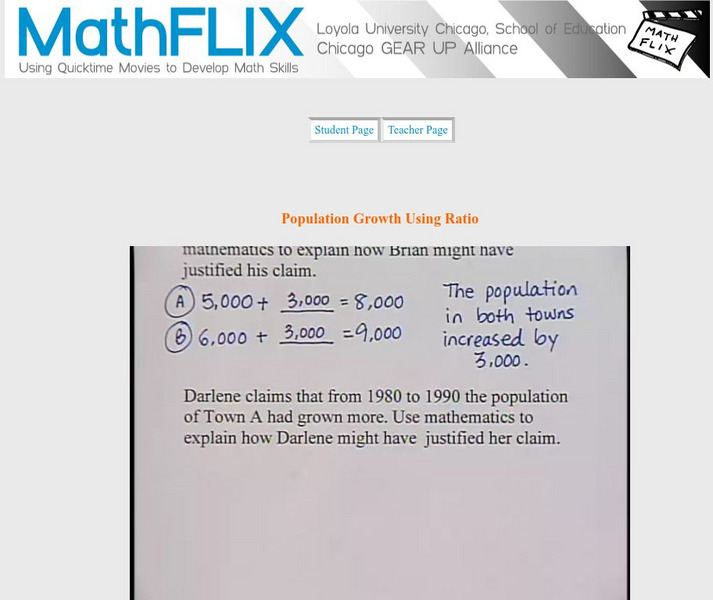Math Flix: Population Growth Using Ratio Instructional Video