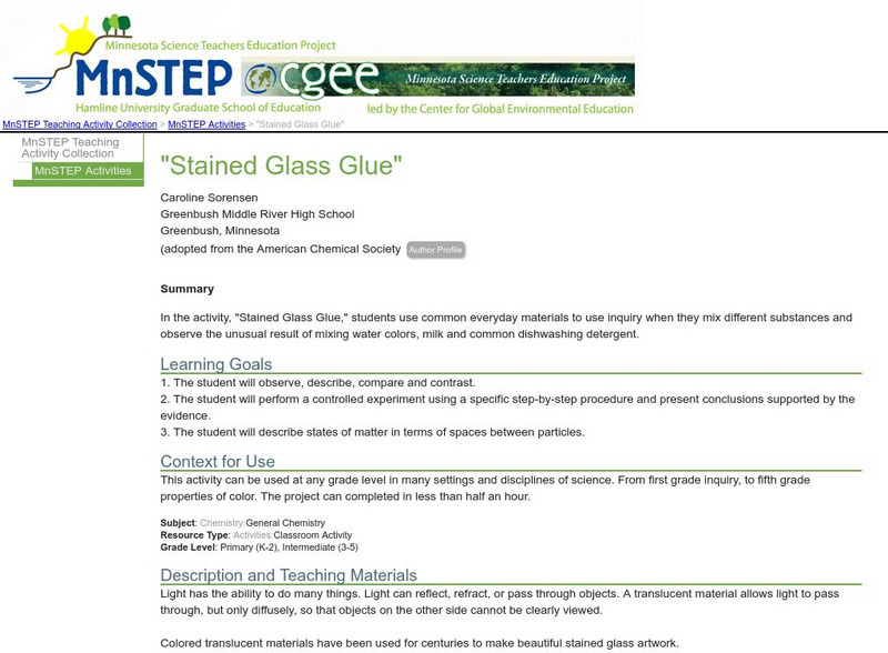 Serc: "Stained Glass Glue" Activity Serc: "Stained Glass Glue" Activity