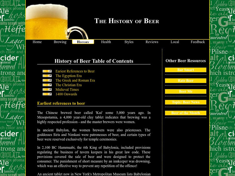 University of Pittsburgh: All About Beer: History of Beer: Medieval Times Unknown Type University of Pittsburgh: All About Beer: History of Beer: Medieval Times Unknown Type