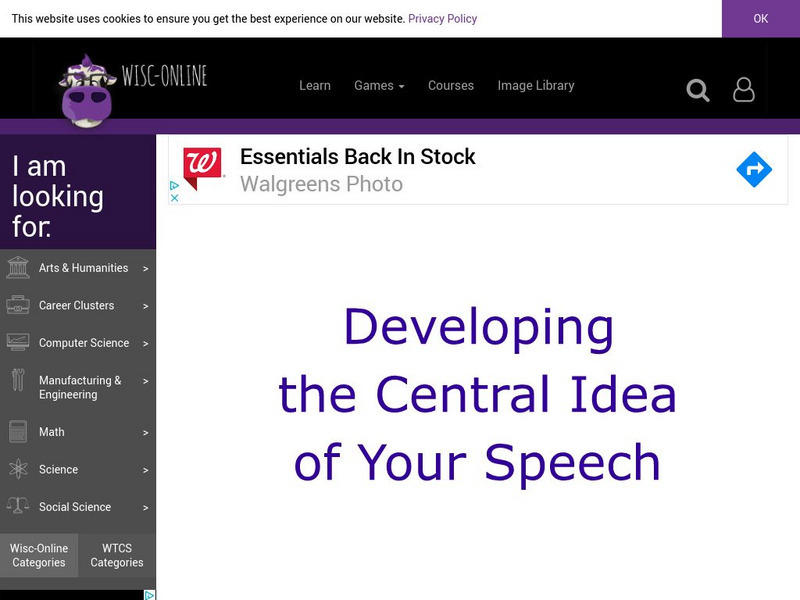 Wisc Online: Developing the Central Idea PPT Wisc Online: Developing the Central Idea PPT