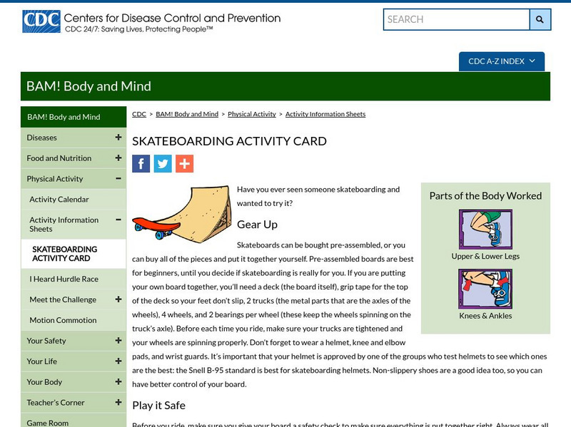 Centers for Disease Control: Bam! Skateboarding Activity Centers for Disease Control: Bam! Skateboarding Activity