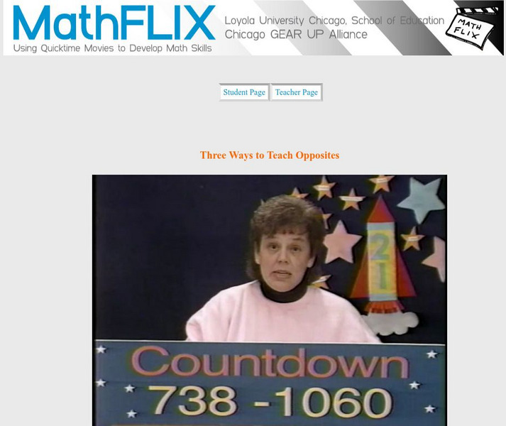 Math Flix: Integers: Three Ways to Teach Opposites Instructional Video