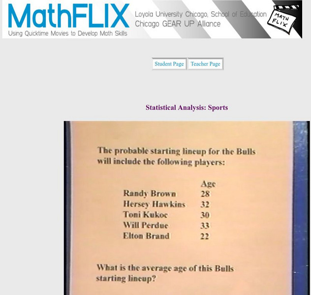 Math Flix: Statistical Analysis: Sports Instructional Video Math Flix: Statistical Analysis: Sports Instructional Video