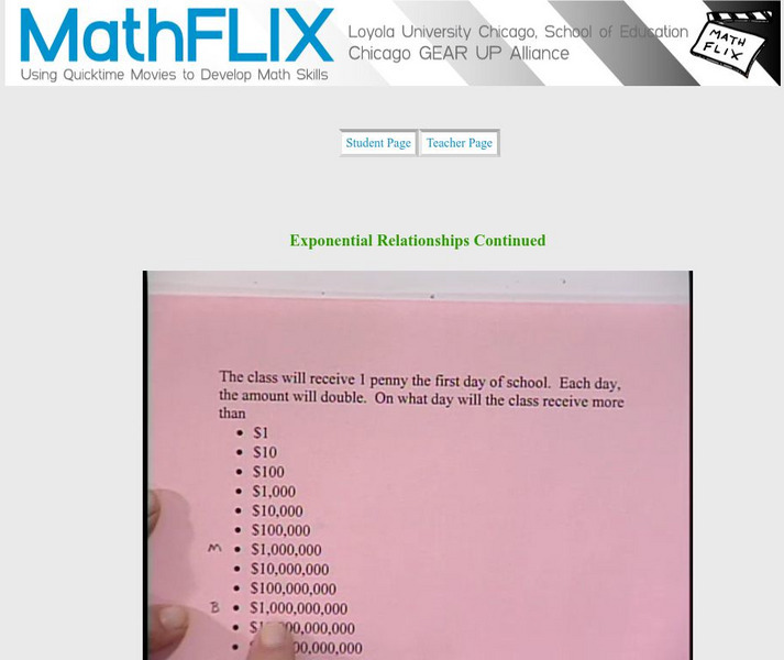 Math Flix: Patterns: Exponential Relationships 2 Instructional Video