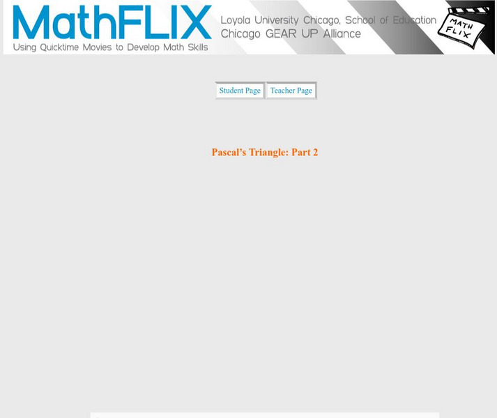 Math Flix: Pascal's Triangle: Part 2 Instructional Video Math Flix: Pascal's Triangle: Part 2 Instructional Video