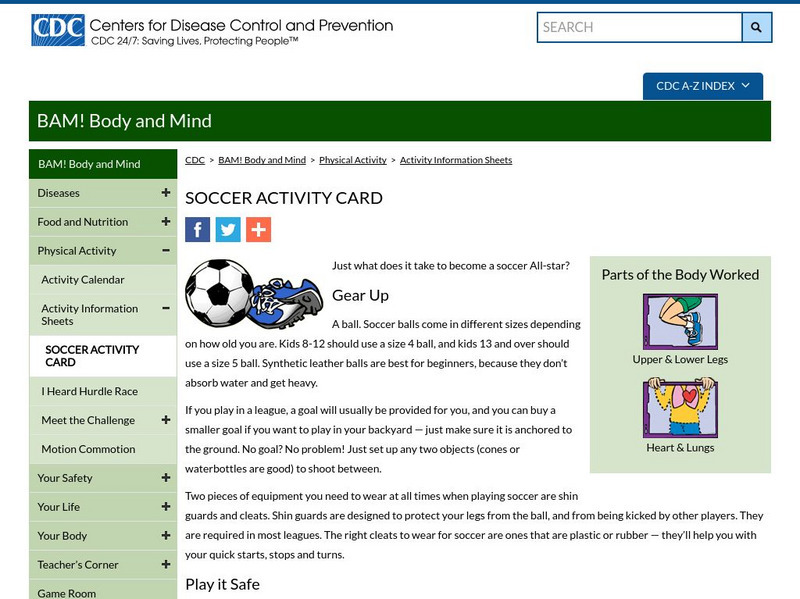 Centers for Disease Control: Bam! Soccer Website Centers for Disease Control: Bam! Soccer Website