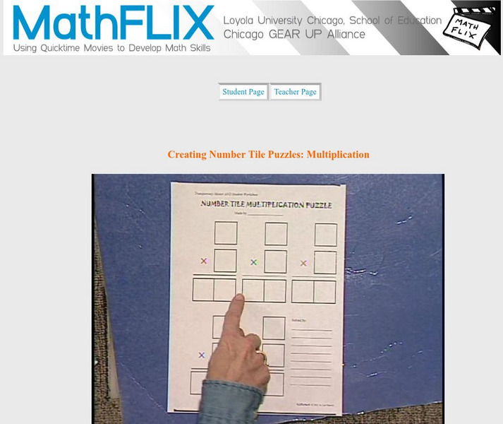 Math Flix: Creating Number Tile Puzzles: Multiplication 3 Instructional Video Math Flix: Creating Number Tile Puzzles: Multiplication 3 Instructional Video