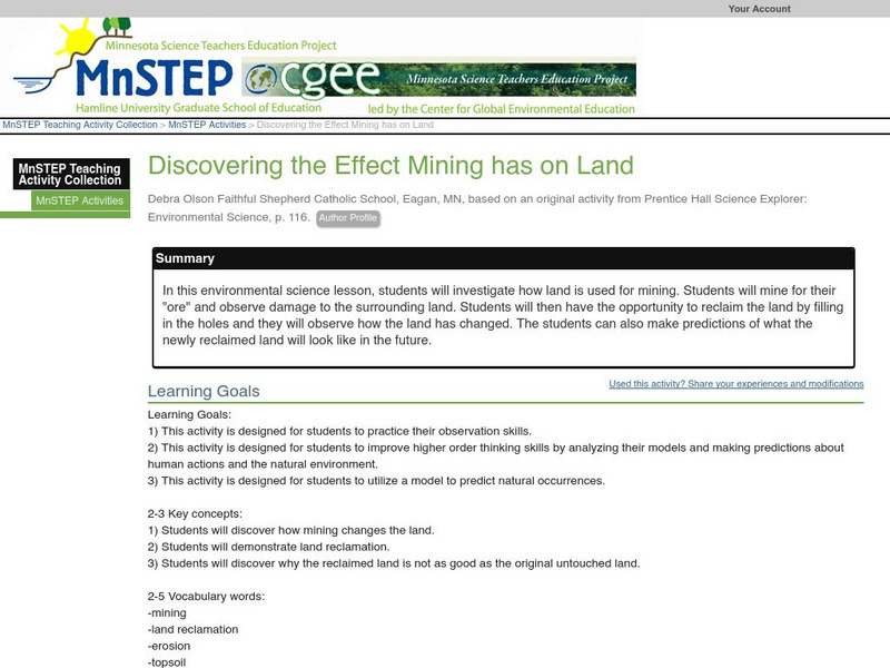 Serc: Discovering the Effect Mining Has on Land Lesson Plan Serc: Discovering the Effect Mining Has on Land Lesson Plan