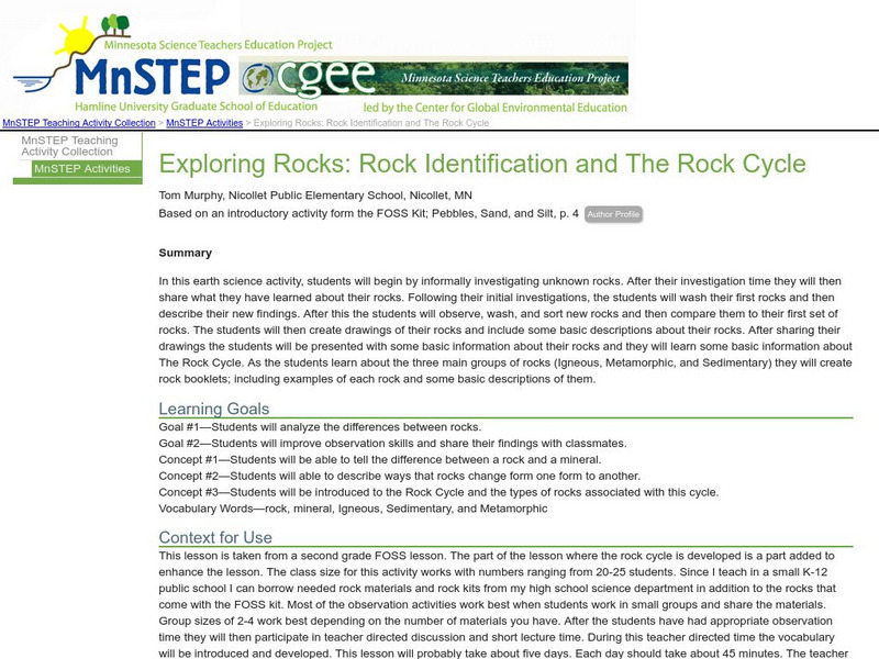 Serc: Exploring Rocks: Rock Identification and the Rock Cycle Lesson Plan Serc: Exploring Rocks: Rock Identification and the Rock Cycle Lesson Plan