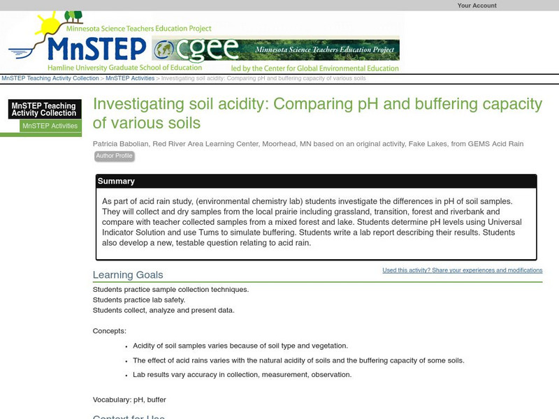 Serc: Investigating Soil Acidity: Comparing P H and Buffering Capacity of Soils Lesson Plan Serc: Investigating Soil Acidity: Comparing P H and Buffering Capacity of Soils Lesson Plan