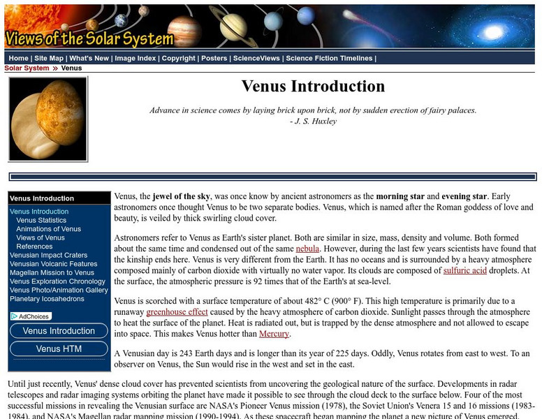 Views of the Solar System: Venus Handout Views of the Solar System: Venus Handout