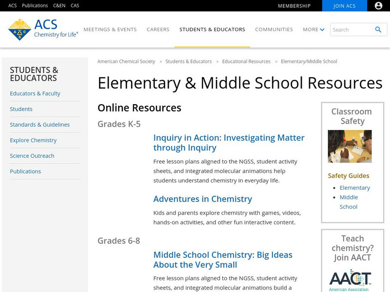 Acs: Elementary & Middle School Resources Professional Doc Acs: Elementary & Middle School Resources Professional Doc