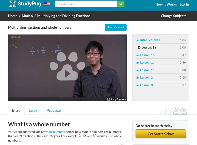 Study Pug: Multiplying Fractions and Whole Numbers Instructional Video Study Pug: Multiplying Fractions and Whole Numbers Instructional Video