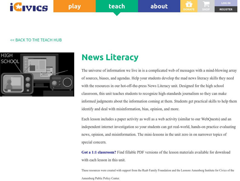 I Civics: News Literacy Unit Plan I Civics: News Literacy Unit Plan