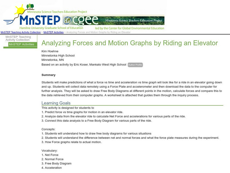 Serc: Analyzing Forces and Motion Graphs by Riding an Elevator Lesson Plan Serc: Analyzing Forces and Motion Graphs by Riding an Elevator Lesson Plan