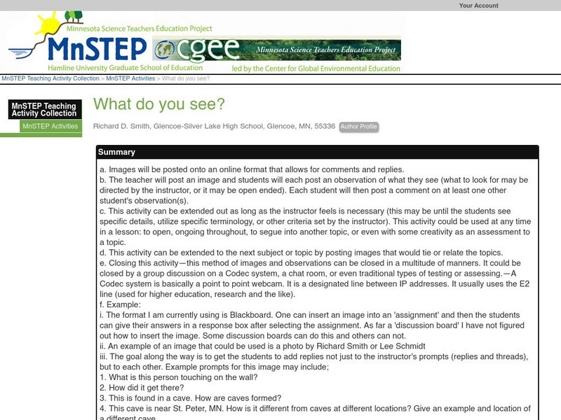 Serc: Mn Step: What So You See? Lesson Plan Serc: Mn Step: What So You See? Lesson Plan