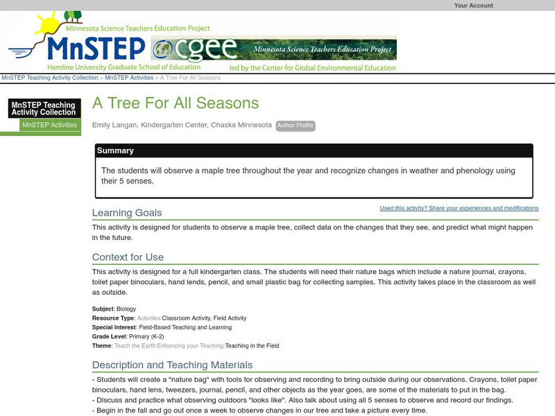 Serc: A Tree for All Seasons Lesson Plan Serc: A Tree for All Seasons Lesson Plan