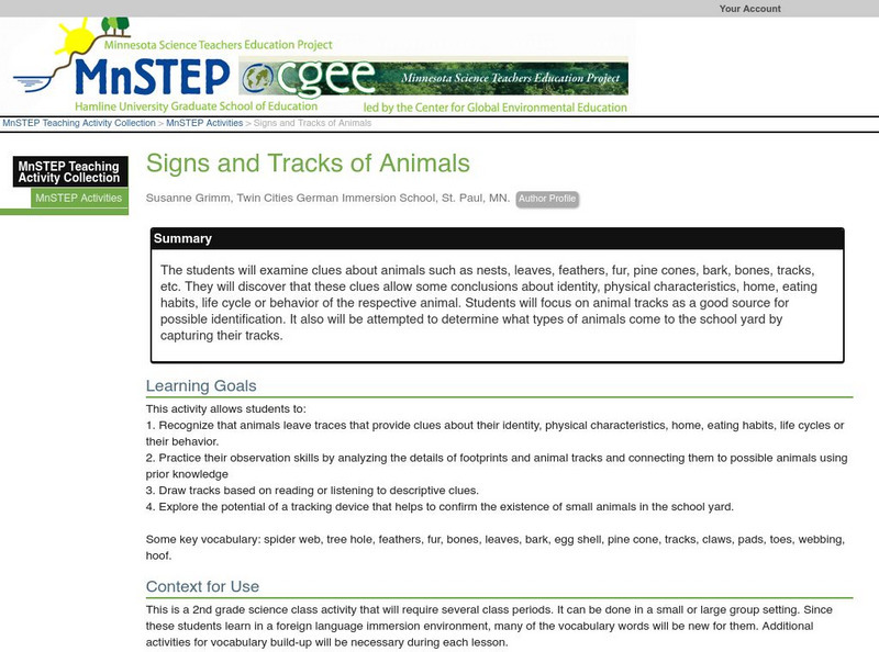 Serc: Mn Step: Signs and Tracks of Animals Lesson Plan