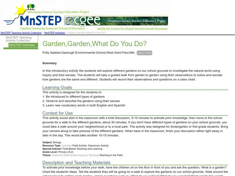Serc: Garden, Garden, What Do You Do? Lesson Plan Serc: Garden, Garden, What Do You Do? Lesson Plan
