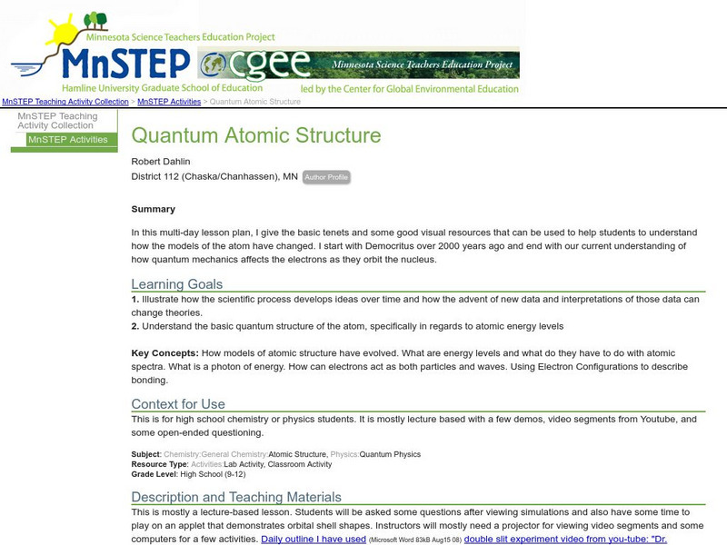 Serc: Quantum Atomic Structure Lesson Plan