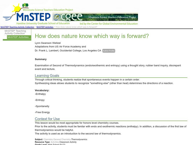 Serc: How Does Nature Know Which Way Is Forward? Lesson Plan Serc: How Does Nature Know Which Way Is Forward? Lesson Plan