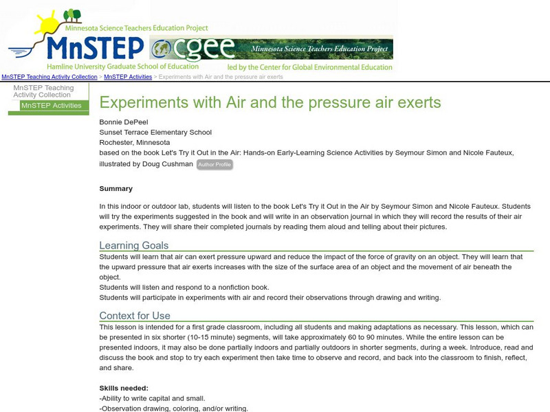 Serc: Experiments With Air and the Pressure Air Exerts Lesson Plan Serc: Experiments With Air and the Pressure Air Exerts Lesson Plan