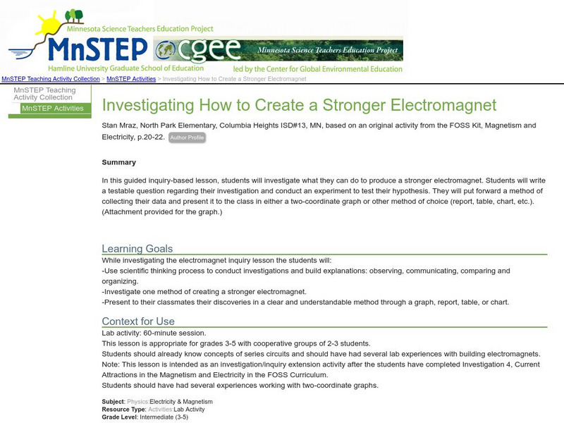 Serc: Investigating How to Create a Stronger Electromagnet Lesson Plan Serc: Investigating How to Create a Stronger Electromagnet Lesson Plan