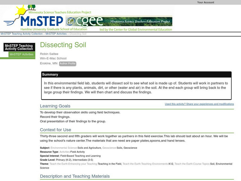 Serc: Dissecting Soil Lesson Plan Serc: Dissecting Soil Lesson Plan