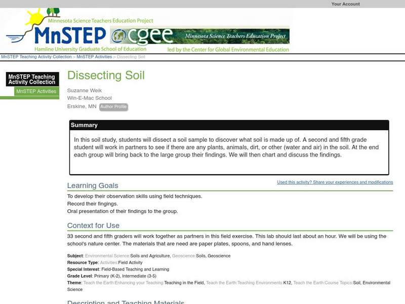 Serc: Dissecting Soil Lesson Plan Serc: Dissecting Soil Lesson Plan