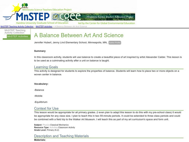 Serc: A Balance Between Art and Science Activity