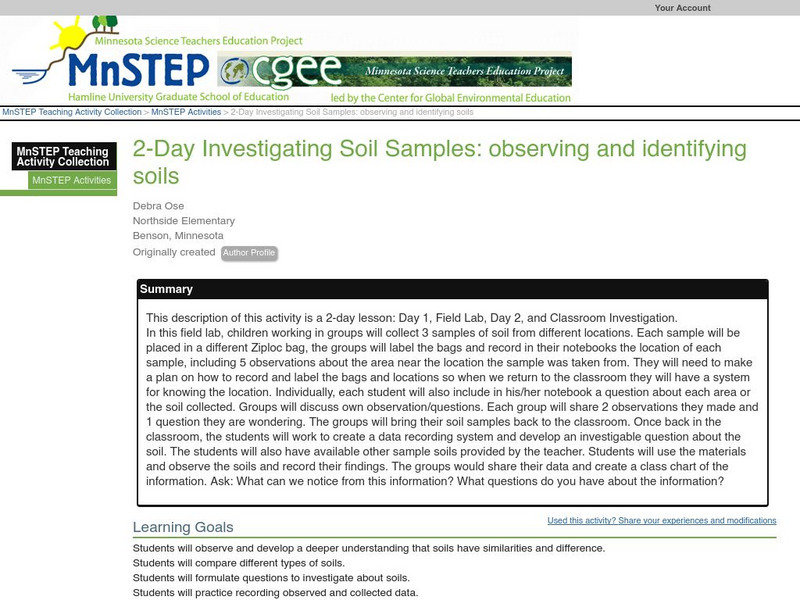 Serc: 2 Day Investigating Soil Samples: Observing and Identifying Soils Lesson Plan
